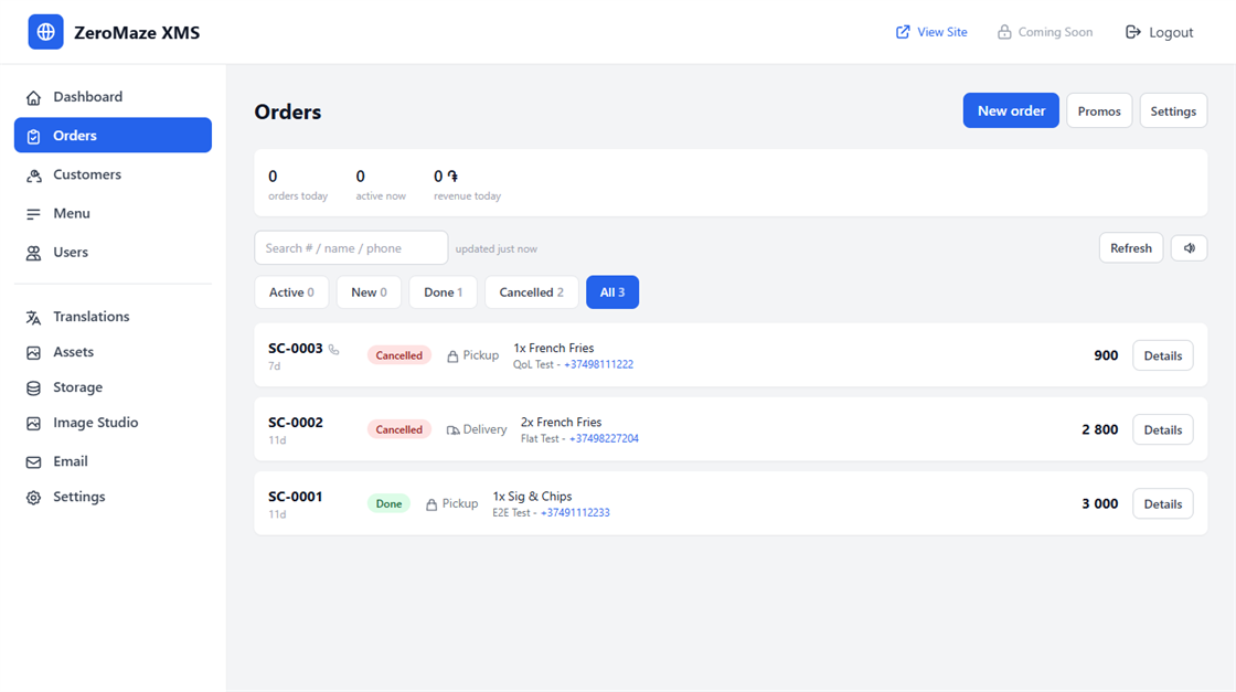 Order board on your admin