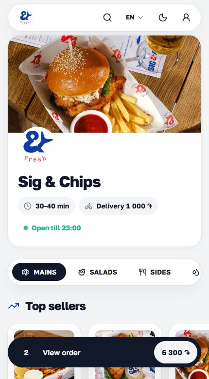 Your branded ordering site on a phone